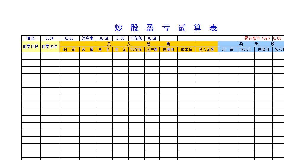 股市赢利试算表.xls
