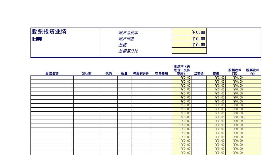 股票投资业绩表格.xls
