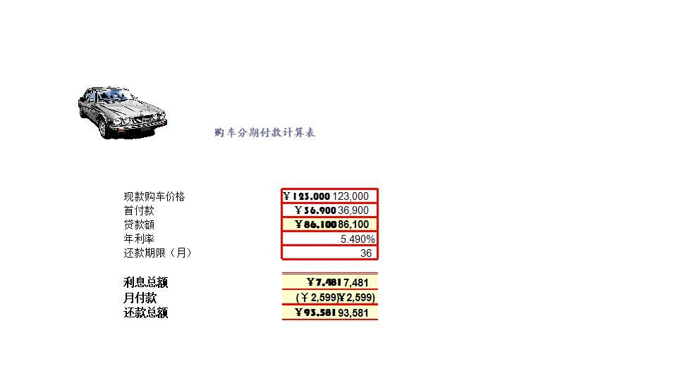 购车分期付款计算表.xls