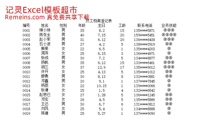 员工档案登记表.xls