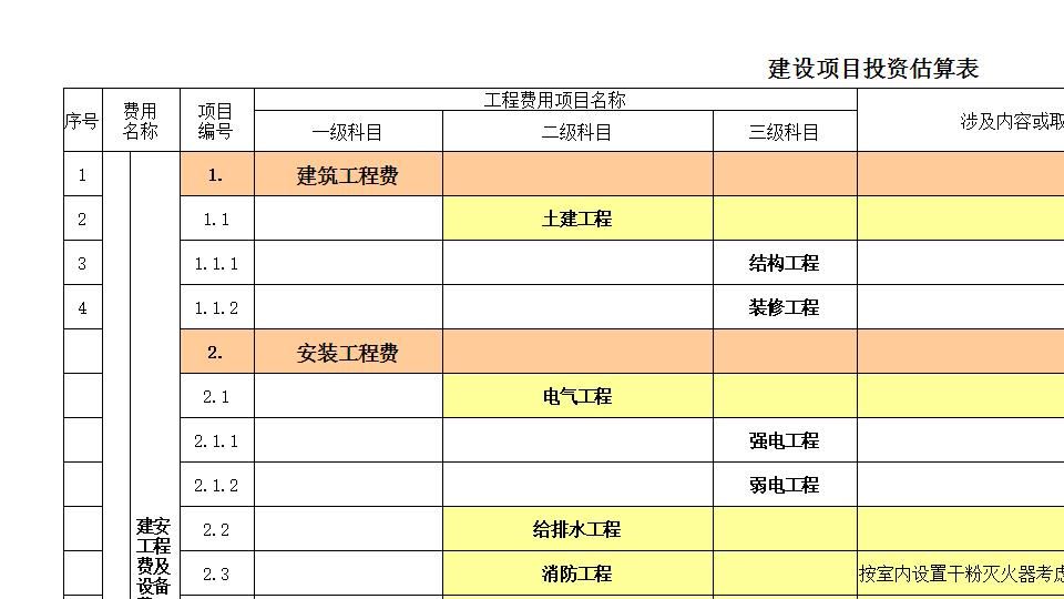 建筑业投资估算表.xls