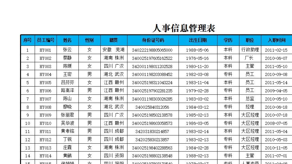 人事信息查询表.xlsx