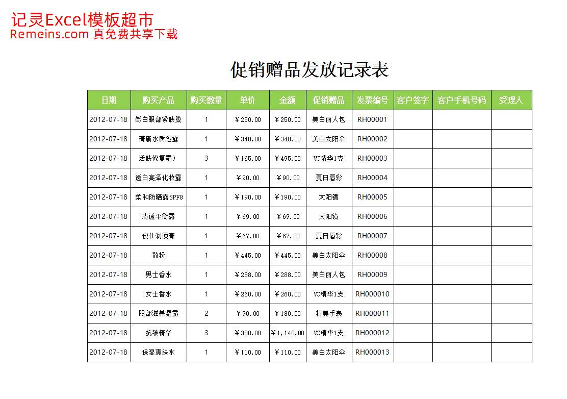 发放赠品记录单.xlsx