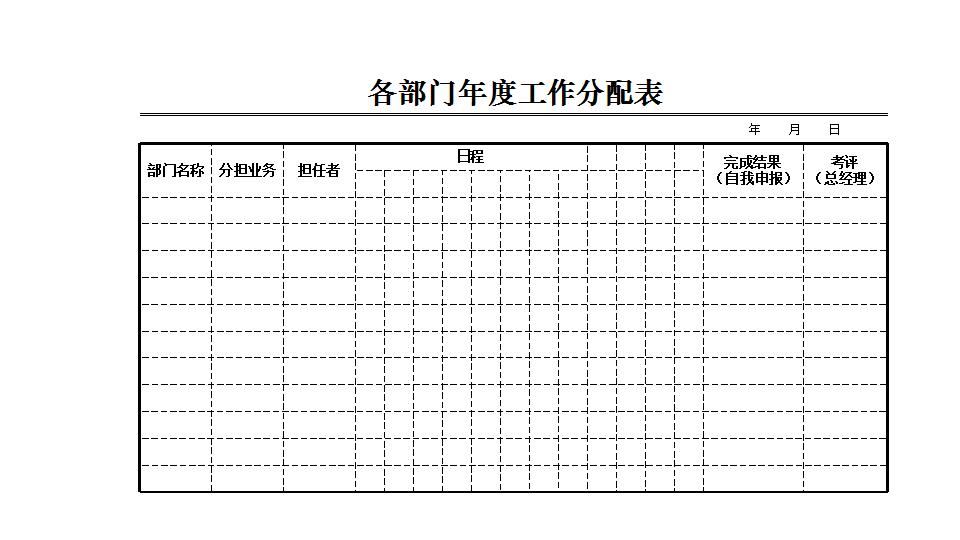 各部门年度工作分配表.xlsx