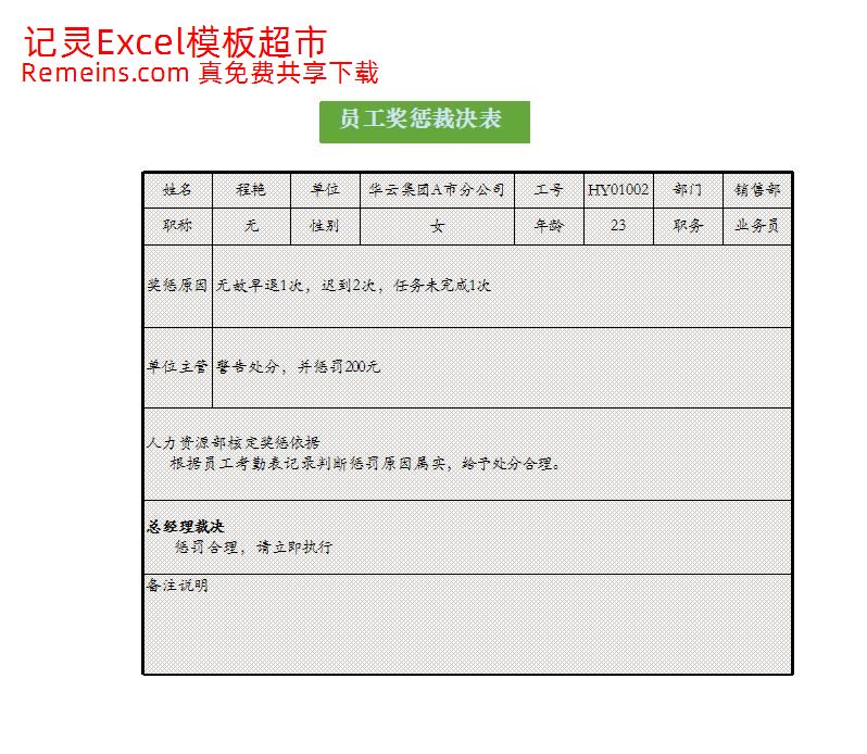 员工奖惩裁决表.xlsx