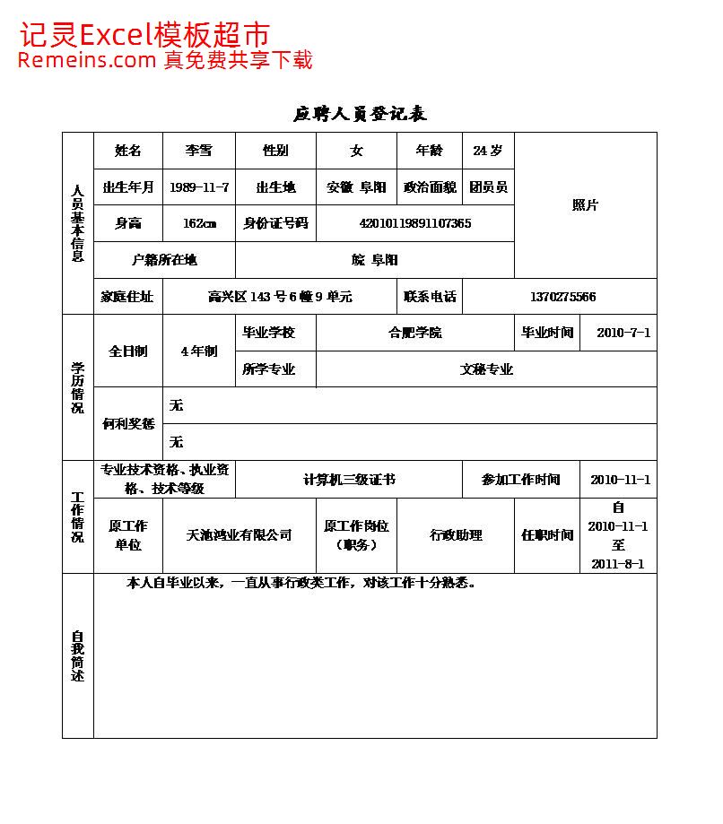 应聘者个人资料比较表.xlsx