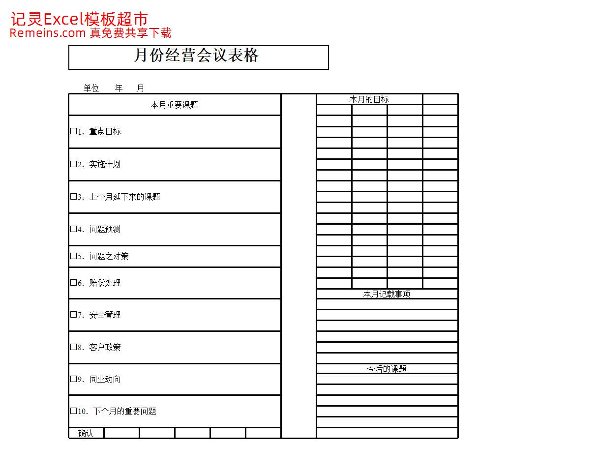 月份经营会议表.xlsx