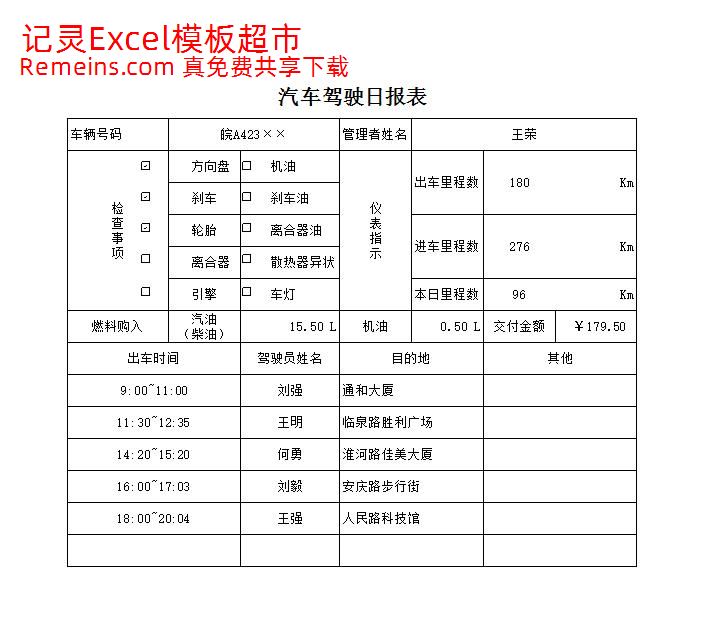 汽车驾驶日报表.xlsx