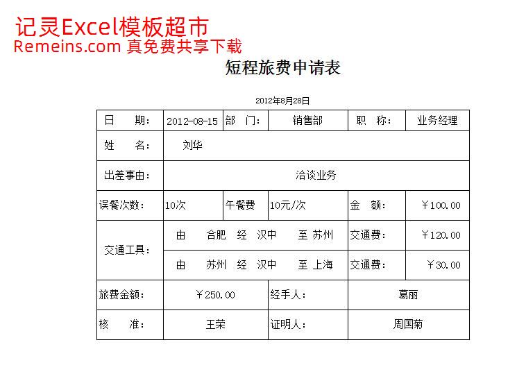 短程旅费申请表.xlsx
