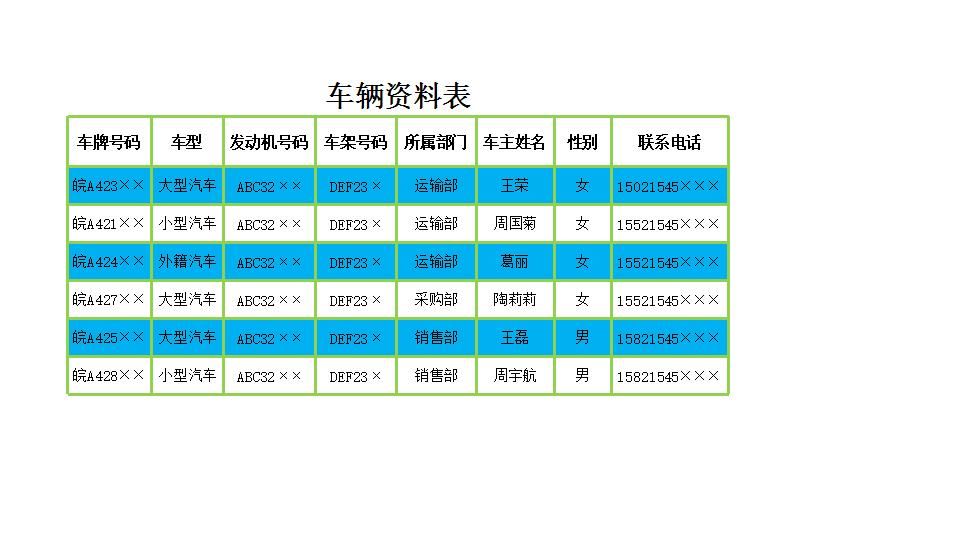 车辆资料表.xlsx