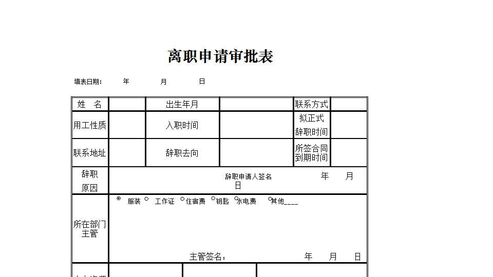 辞职申请审批表.xlsx