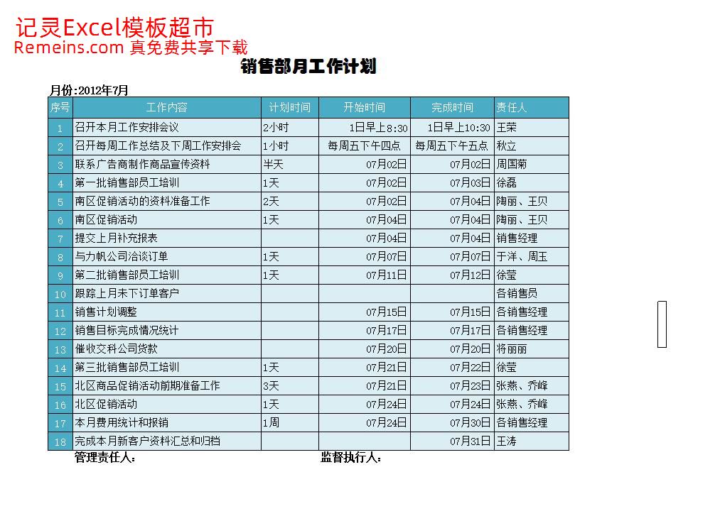 销售部月度工作计划.xlsx