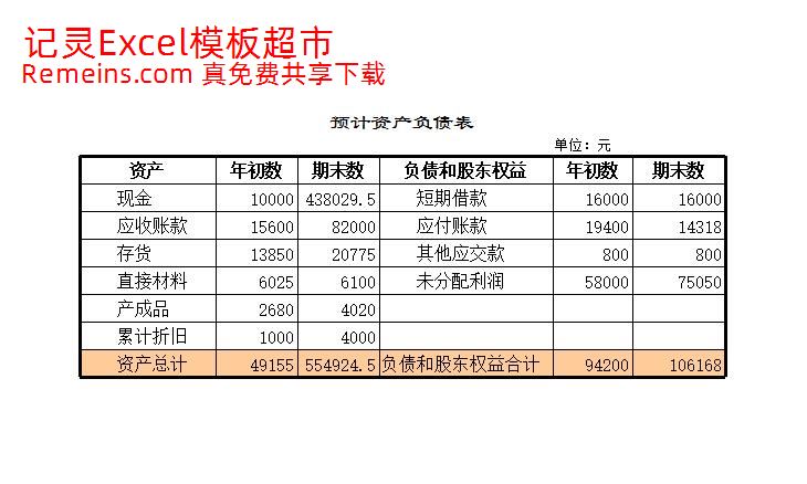 预计财务报表.xls