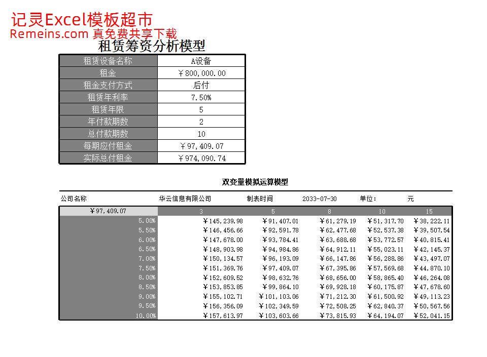租赁筹资决策模型.xlsx