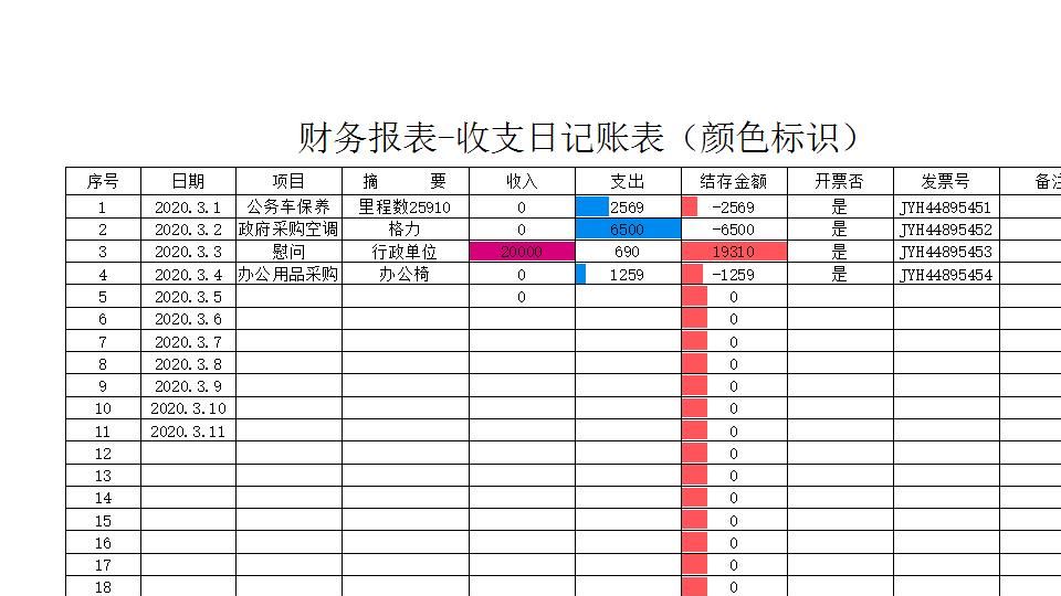 收支日记账表（颜色标识）.xlsx