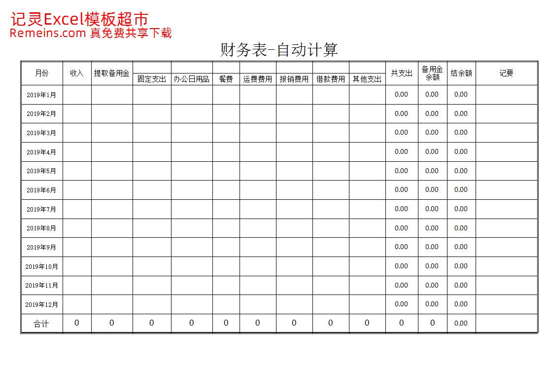 费用表-自动计算.xls