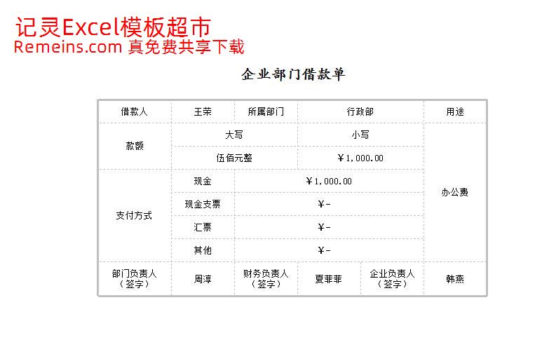 企业部门借款单.xlsx