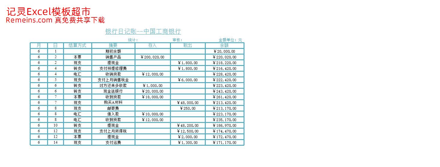 银行存款日记账管理.xlsx