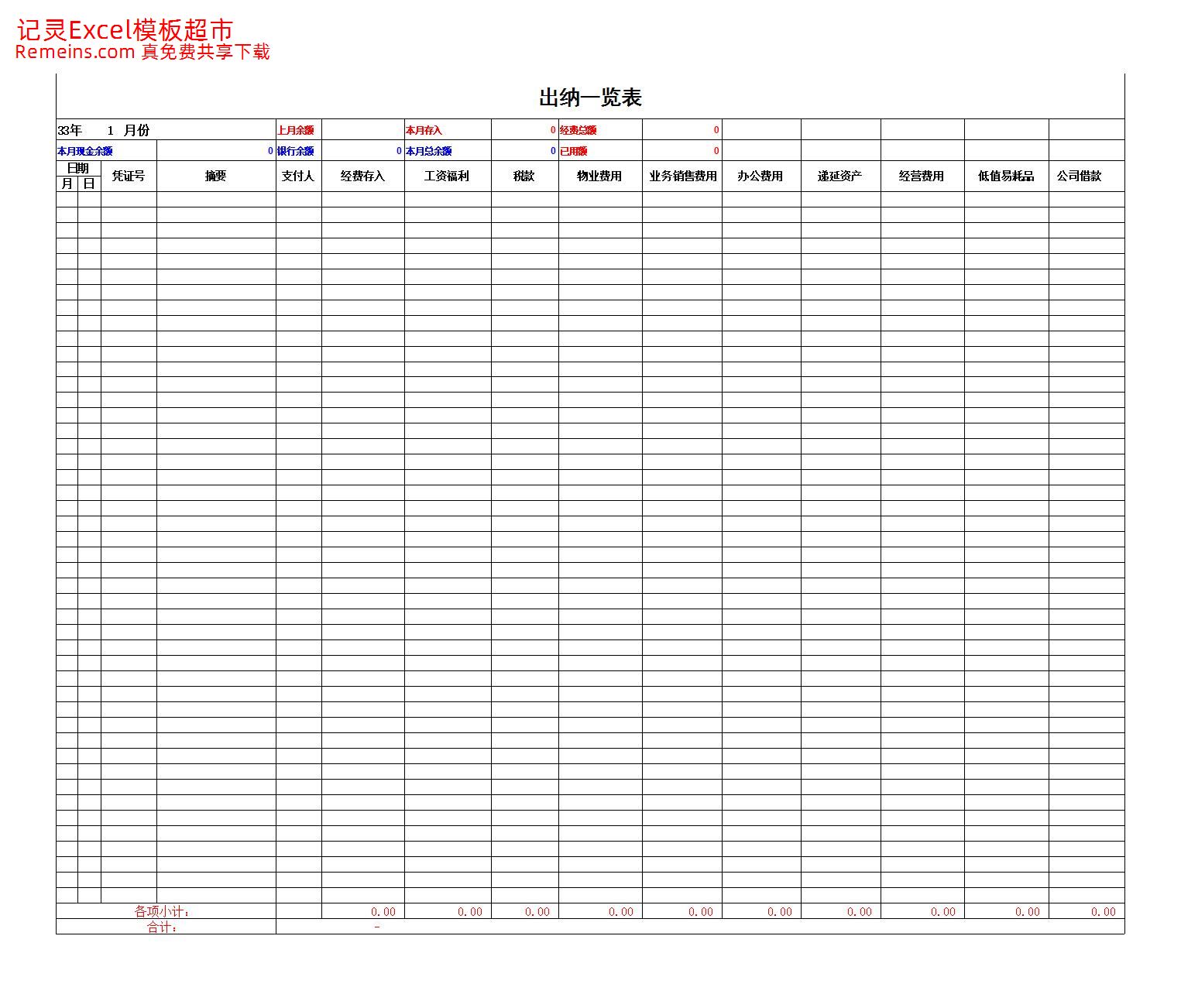 企业单位现金出纳账.xls