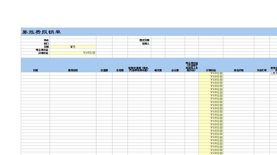 公司使用差旅费报销单.xls
