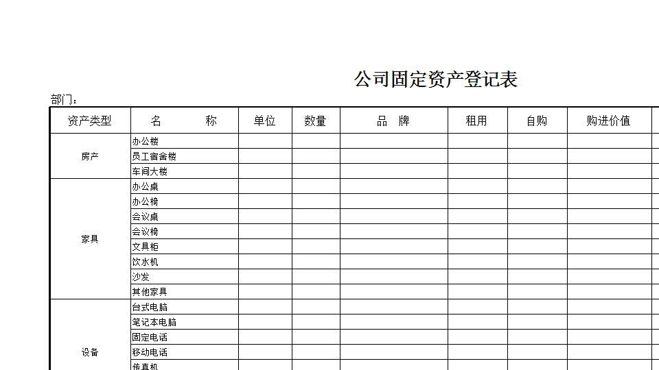 公司固定资产登记表.xls