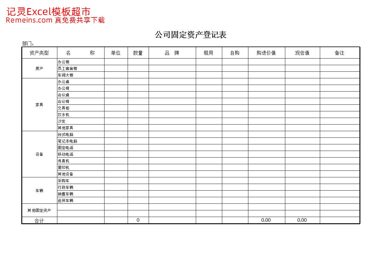 公司固定资产登记表.xls