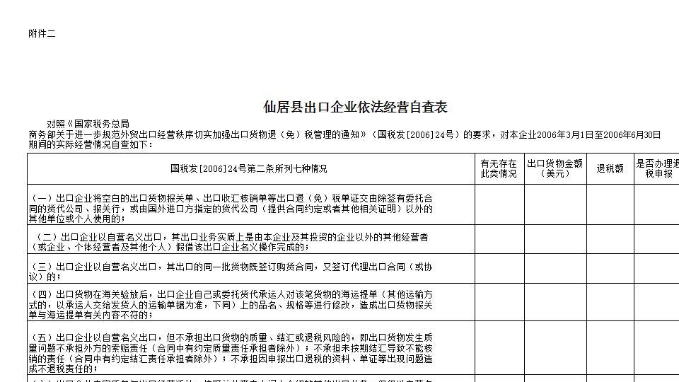 出口企业依法经营自查表.xls