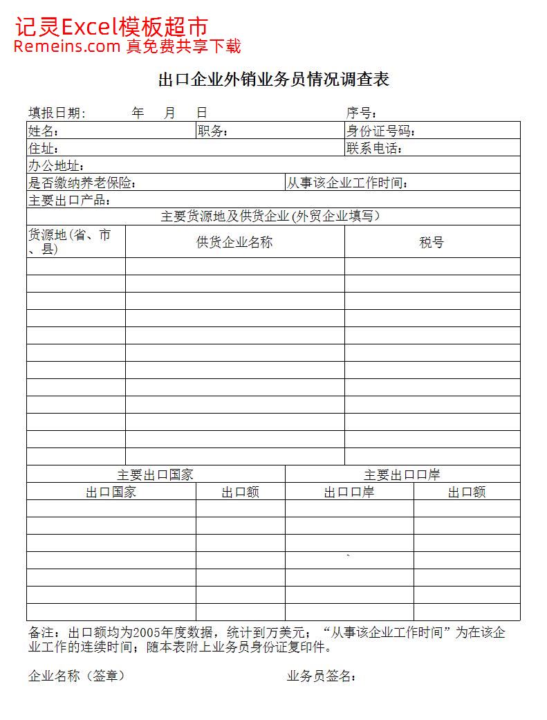 出口企业外销业务员情况调查表.xls