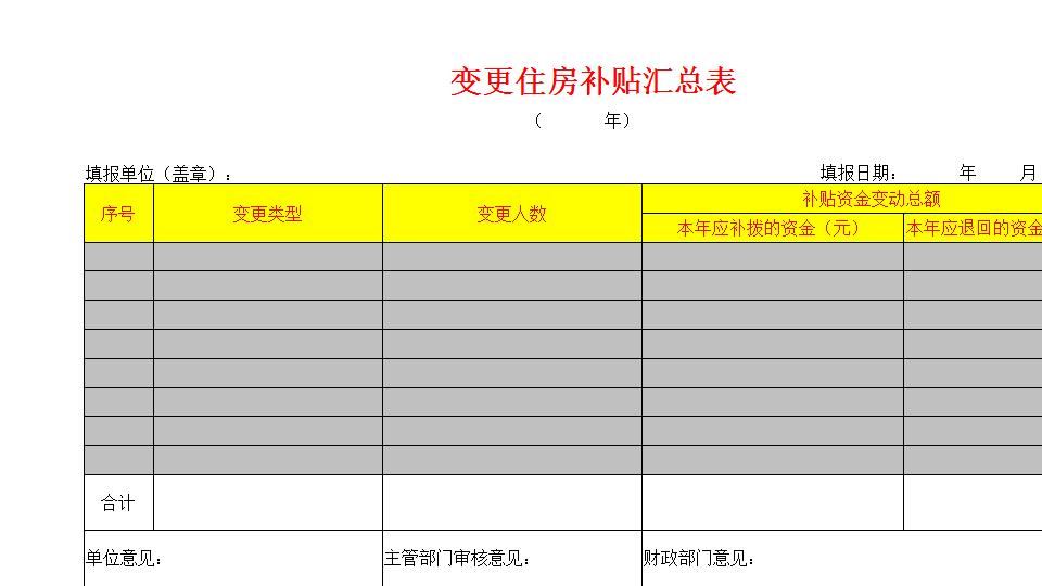 变更住房补贴汇总表.xls