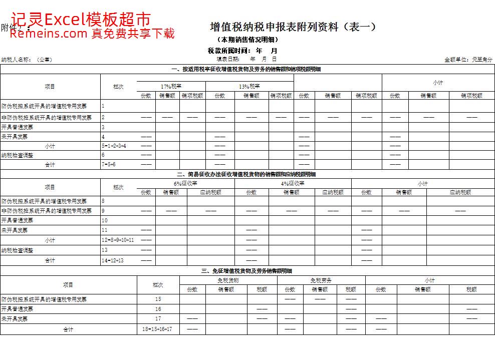 增值税纳税申报表附列资料一.xls