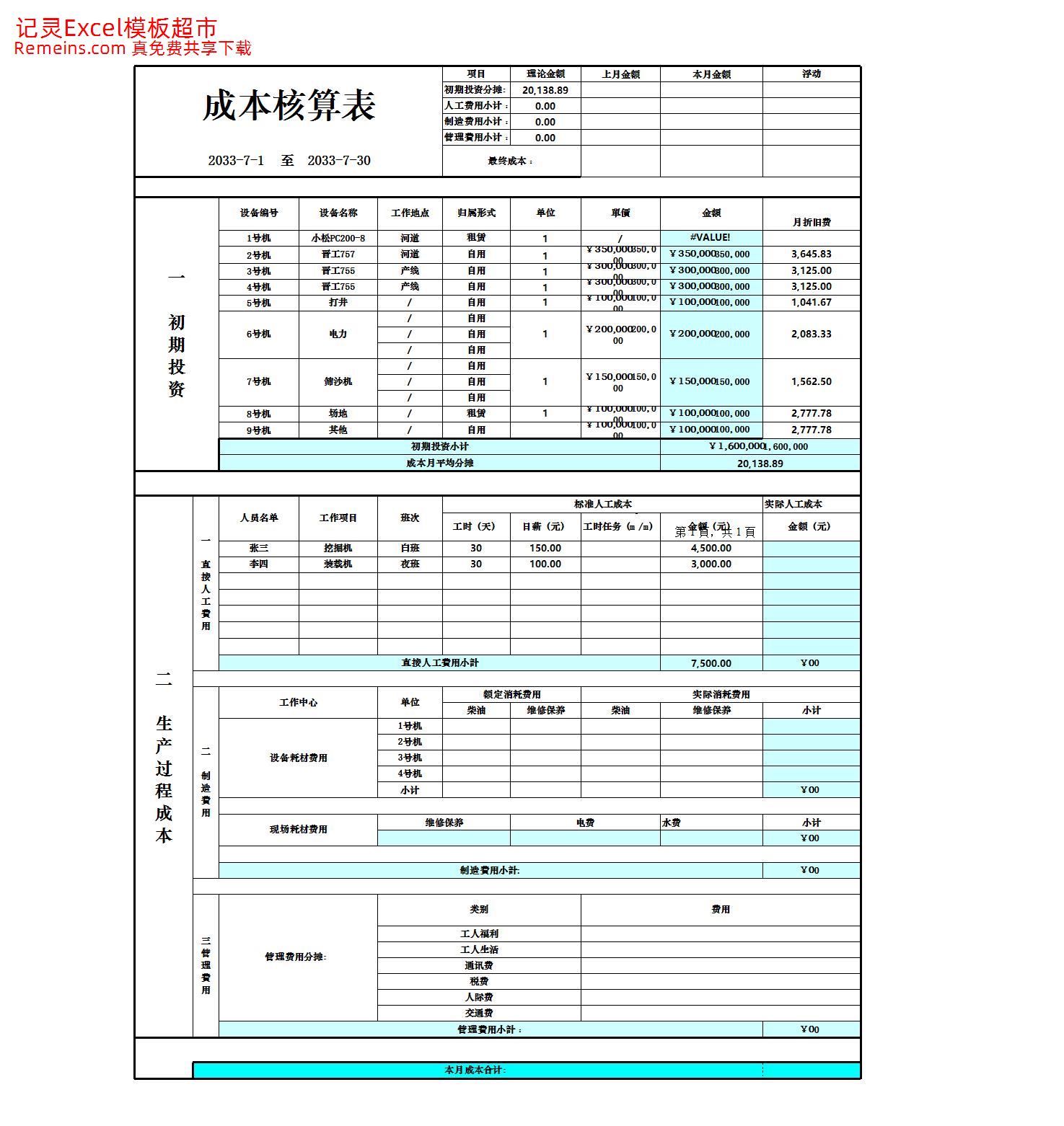 成本核算格式.xls