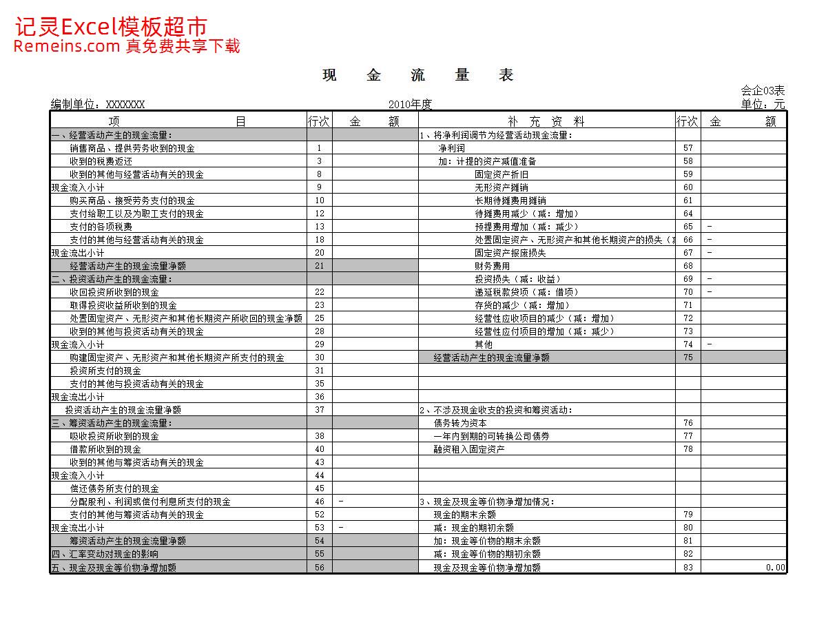 空白现金流量表.xls