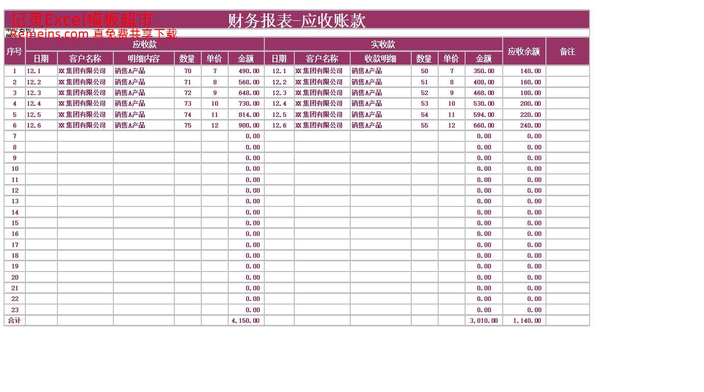 财务报表-应收账款.xls