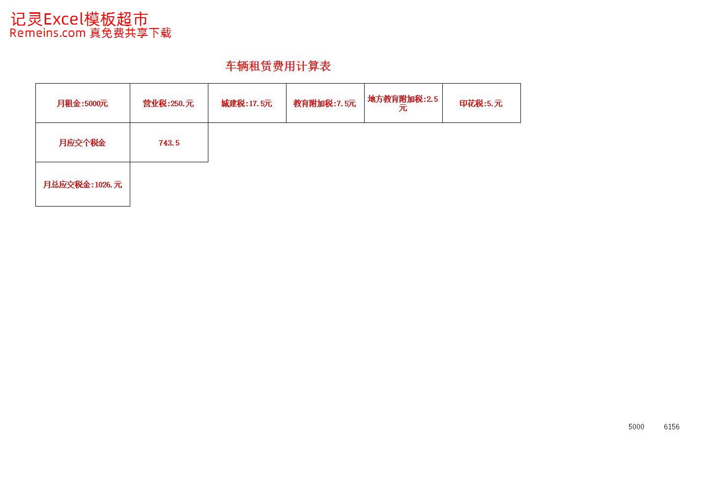 车辆租赁费计算表.xls