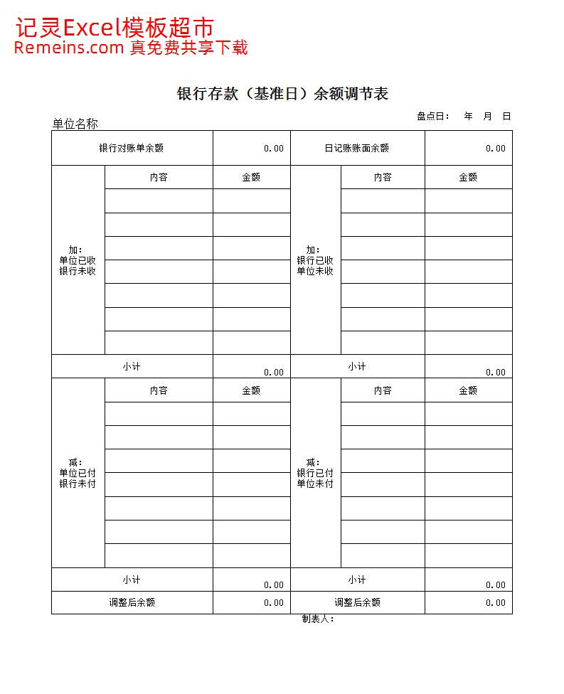 银行存款余额调节表.xls