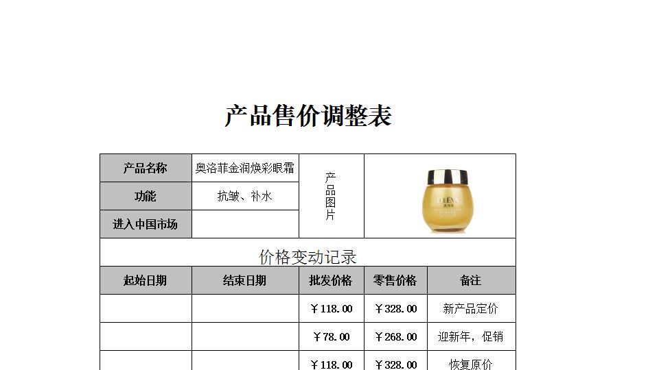 产品售价调整表.xlsx