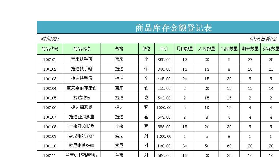 商品库存余额登记表.xlsx