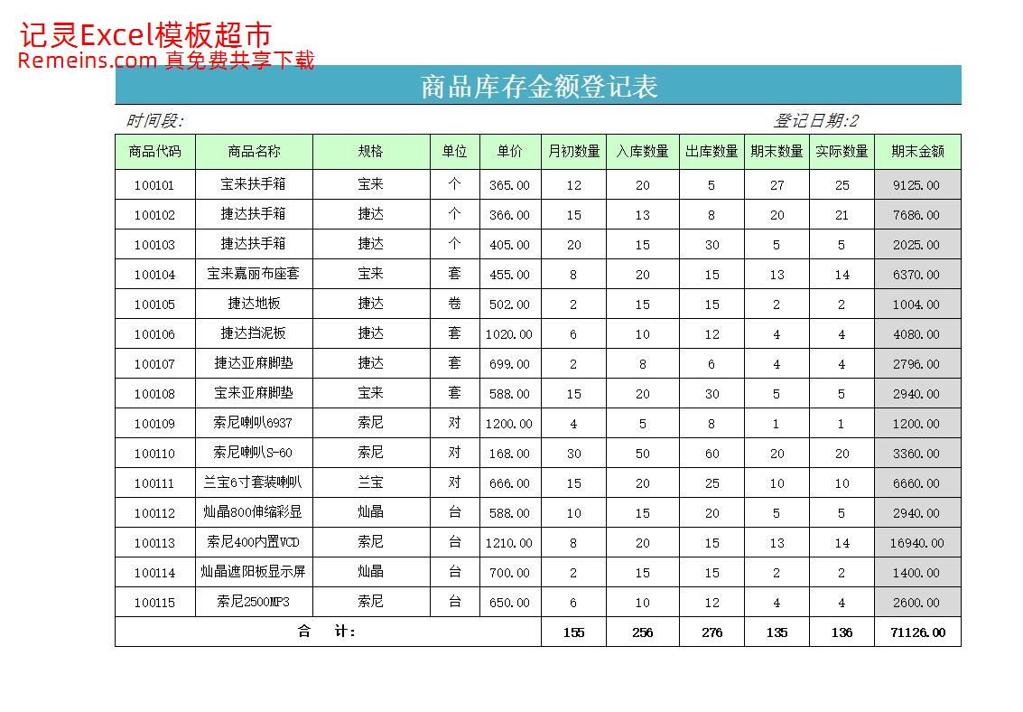 商品库存余额登记表.xlsx