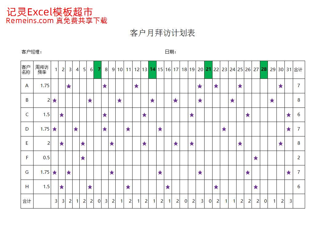 客户月拜访计划表.xlsx