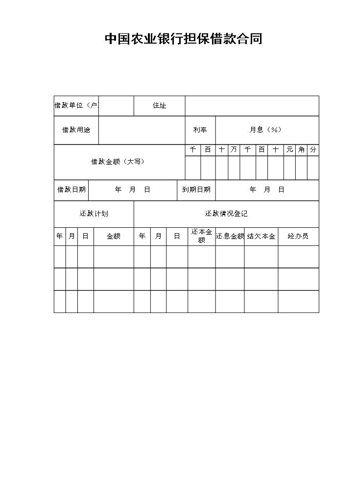 中国农业银行担保借款合同.doc