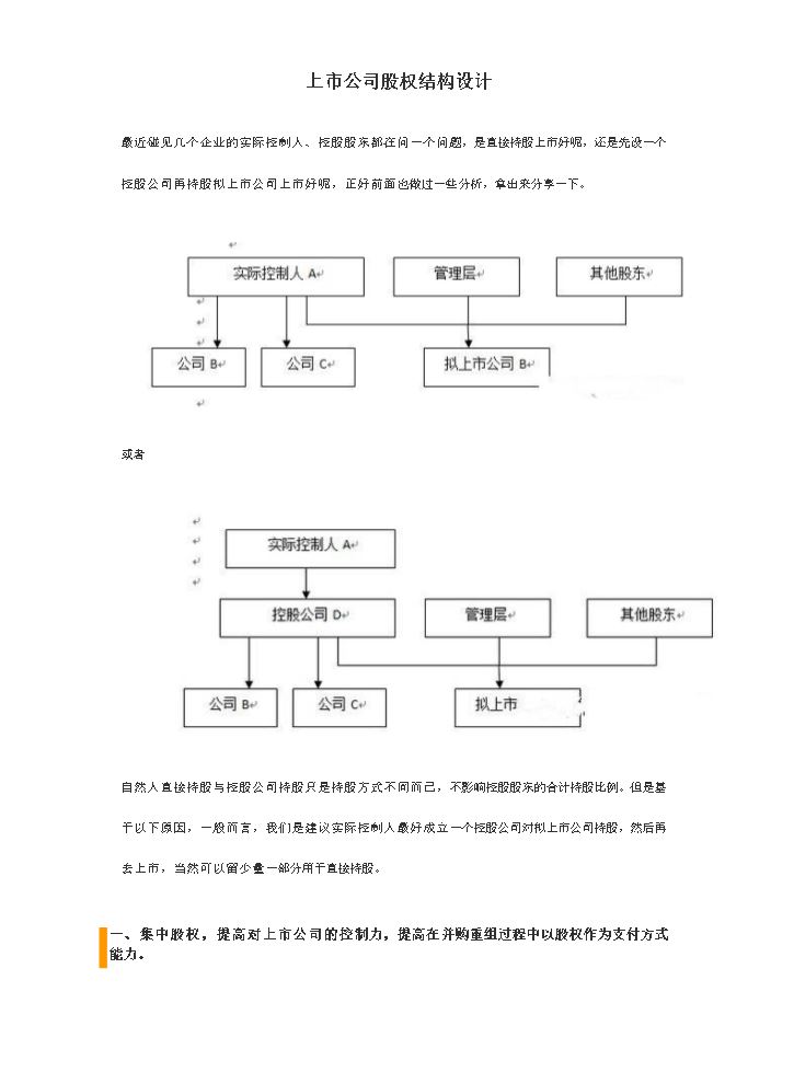 上市公司股权结构设计.docx