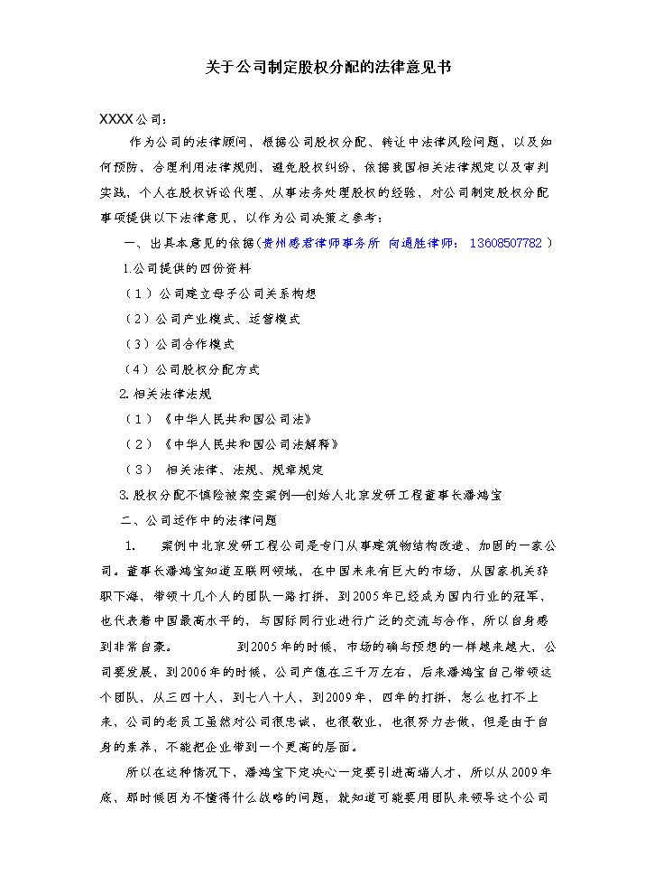 如何制定股权分配.doc